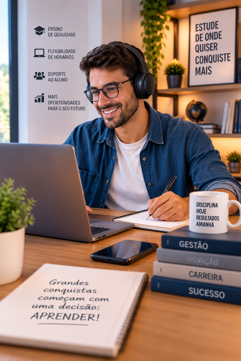 Estudante estudando online